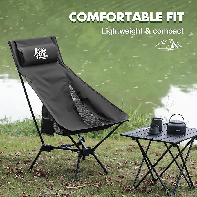 Compact Folding Camping Chair,Backpacking Chair,Supports 374lbs,Portable Travel & Hiking Chair,Lightweight Design,Perfect for Hiking Gear, Picnics and Traveling