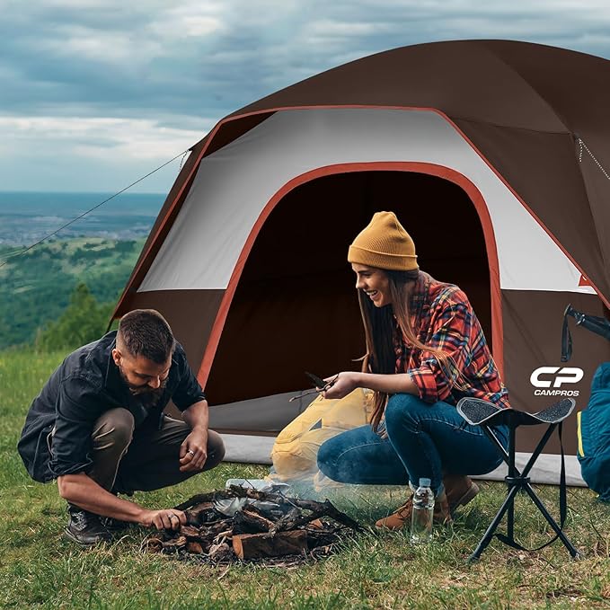 Tents for Camping 4 Person Tent Waterproof Windproof Double Layer Camping Tent, Easy Setup Dome Tent with Large Mesh Windows & Wider Door for Outdoor Camping & Hiking