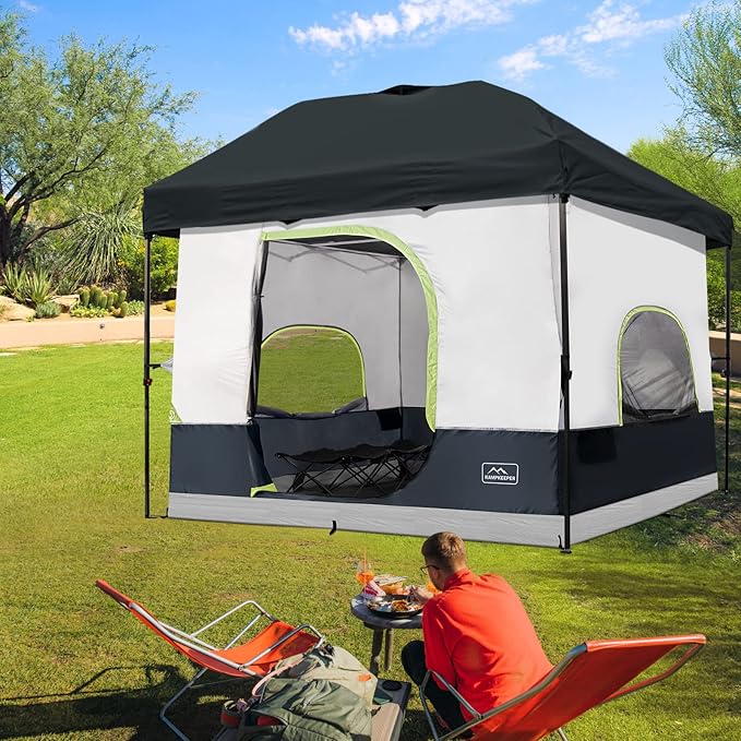 KAMPKEEPER Camping Inner Tent for Pop Up Canopy, Converts 10'x10' Straight Leg Canopy into Camping Tent–Fully Vented Roof(Top & Frame NOT Included), Black