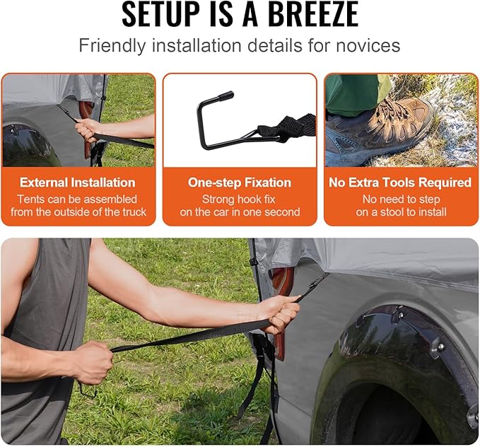 VEVOR SUV and Pickup Truck Camping Tents, Waterproof Double Layer Design with Carry Bag, Accommodates 2-9 Persons for Outdoor Activities
