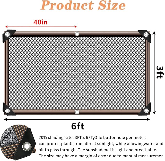 Shade Cloth -for Garden Plants,60-70% Sunblock Shade Neting -for Outdoor Garden Bed Neting Mesh Pergola Patio Lawn Sun Cloth - for Dog Kennel Cover Chicken Coop