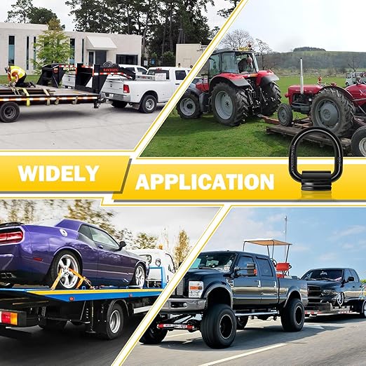 8-Pack 1/2-Inch Heavy Duty Bolt-On Forged D-Ring Shackles - 12,000Lbs Breaking Strength Truck Bed Anchors, Cargo Tie Down Hooks for Trailers, Trucks & Cargo Securement (Black)