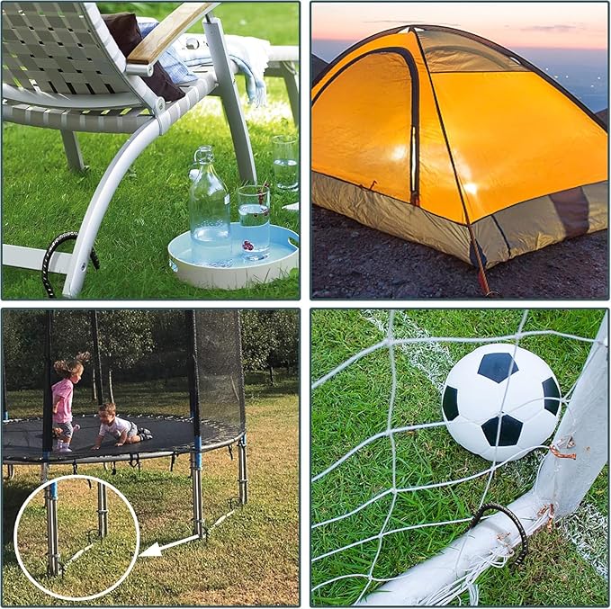 Eurmax USA Ground Anchors, Heavy Duty Ground Stakes, Trampoline Stakes, Tent Stakes Anchor Kit for High Wind, 12” Galvanized Steel Rebar Stakes, Metal Stakes, Trampoline Accessories,Pack of 8(Black)