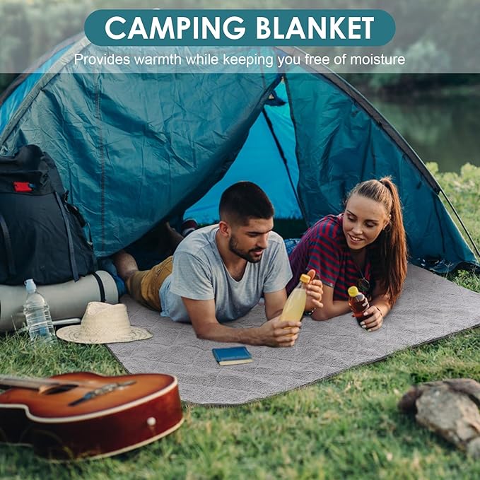Outdoor Camping Blanket 210D Oxford Cloth Water Resistant Cold Weather Sports Blanket with Portable Bag for Stadium Travel