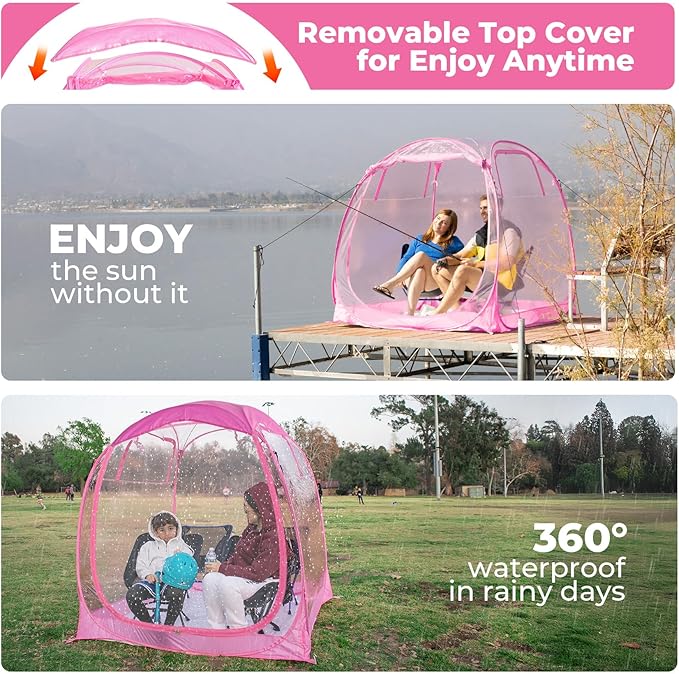 All Weather Proof Pod,Outdoor Weather Tent Sports Pod,540°View Bubble,Pop Up Screen House with Carry Bag,Screen Room for Sport Event,Camping,Fishing,Cheering