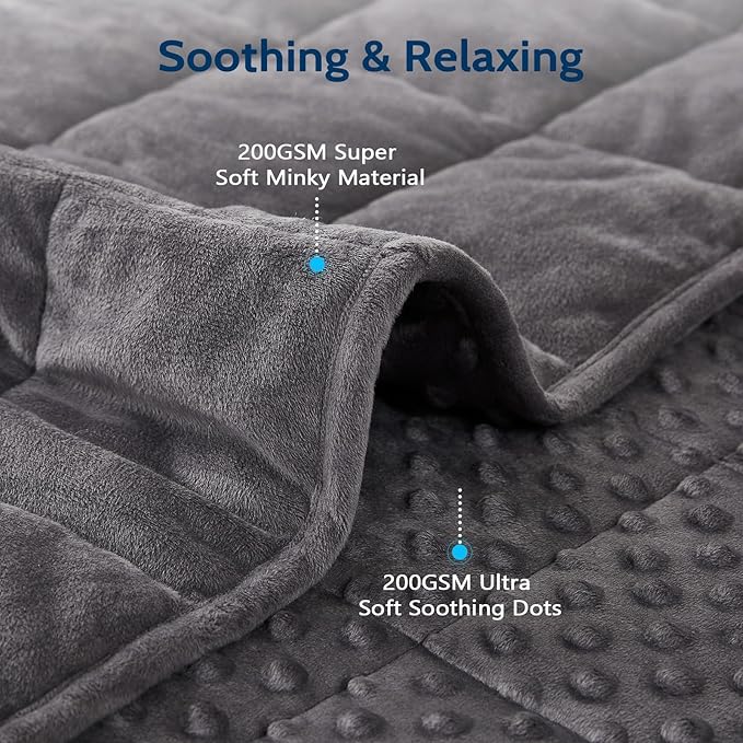 L'AGRATY Weighted Blanket for Adult - 80"x87" 20lbs Minky Dots Heavy Blanket with Glass Beads Soft Breathable for All-Season Summer Fall Winter Thick Comfort for Sleeping