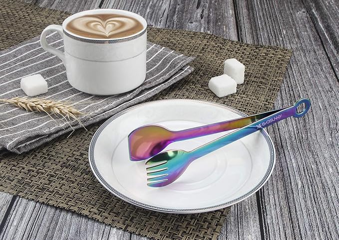 MSY BIGSUNNY Multicolor Small Serving Tongs - 6 Inches Premium Stainless Steel Appetizer Tongs, Set of 4