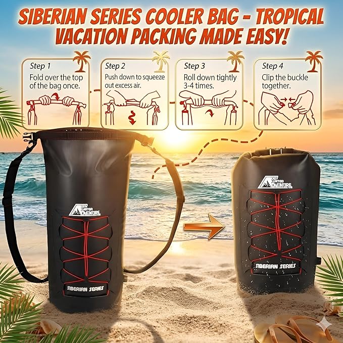 Marine Grade Waterproof Backpack Insulated Cooler Bag - Camping, Diving, Kayaking, Boating, Beach, Travel, Picnic, Food and Beverage, Siberian Series (20 Liter/5.3 Gallon)