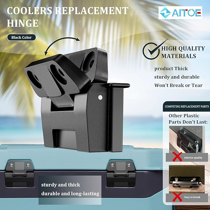 2 Pack - Cooler Hinge Replacement Compatible with Ig-loo BMX Cooler Hinge,Fits for 25, 52, 72 Qt BMX Coolers (Latch Hinge Kit Includes 4 Screws)