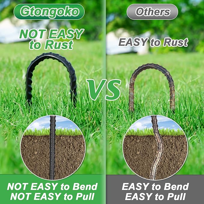 Gtongoko Trampolines Wind Stakes 16 Pack 16 Inch, 0.3 Inch Thick Heavy Duty U Shaped Rebar Tent Stakes Ground Anchors Galvanized Steel Safety Trampoline Anchors for Camping Tents, Soccer Goals