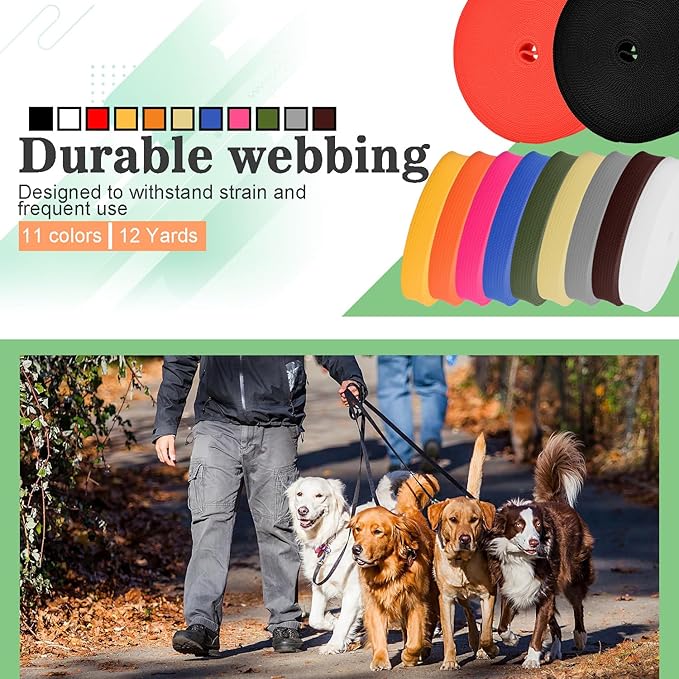 CooBigo Polypropylene Webbing Strap 3/4" Durable Poly Strapping 12 Yards 3/4 inch Wide Webbing Strap for Backbag,Pool Solar Cover,DIY Crafting,Pet Collar,Outdoor Gear