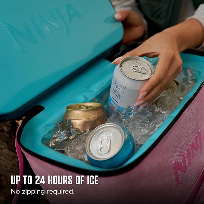 Ninja FrostVault Go Can Soft Cooler, 24/36 Can, Leak Proof, Built-In Cup Holder, 2 Ice Packs & Dry Storage Drawer, Polyester Insulation, Hiking, Camping, Picnic