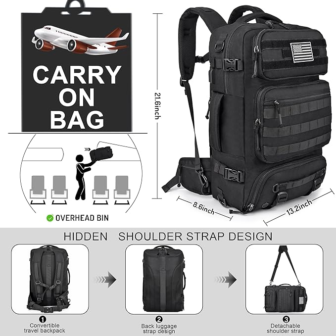 40L Travel Backpack Mens TSA Approved Carry-on Durable Large Weekender Backpack Fits 17.3 Inch Laptop YKK-Zipper AER Travel Pack with USB Charging Port Shoes Compartment