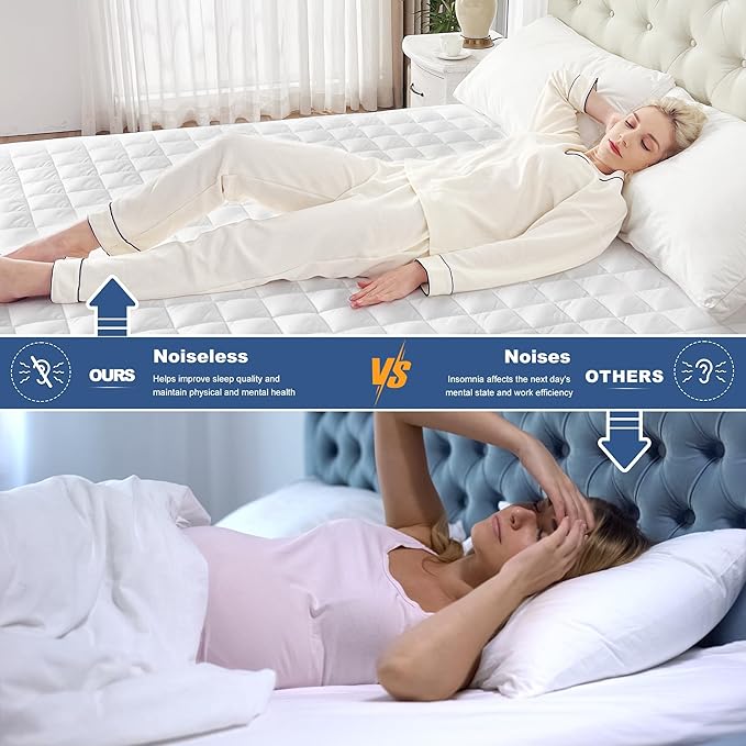 GRT Cali King Waterproof Mattress Pad, 100% Waterproof Quilted Fitted Mattress Protector, Noiseless Hollow Cotton Mattress Cover, Fitted 8"-26" Deep, Dust Proof