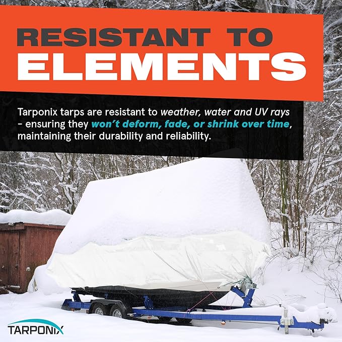 12' x 25' Extra Heavy-Duty White Poly Tarp – 12 Mil Thick, Waterproof, UV-Resistant Polyethylene with Reinforced Edges, Double-Stitched Hems, and Rustproof Grommets