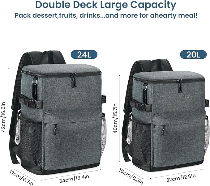 Cooler Backpack 33/40 Cans Coolers Insulated Leak Proof for Men & Women, Waterproof Soft Sided Lunch Camping Beach Travel Ice Chest Bag Hiking Picnic Backpack