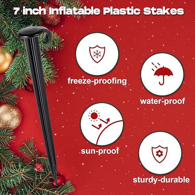 Vicenpal 25 Pcs 7 Inch Plastic Yard Stakes Inflatables Heavy Duty Plastic Garden Stakes for Tent Ground Replacement Outdoor Fence Lawn Pegs Landscape Staples Halloween Christmas Decorations (Black)
