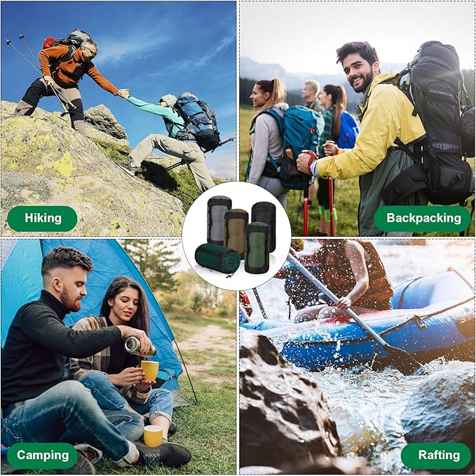 5 Pcs Compression Sacks for Backpacking 20L Camping Sleeping Bag Stuff Sacks for Backpacking Water Resistant Sleeping Bag Storage Sack for Space Saving Hiking Gear