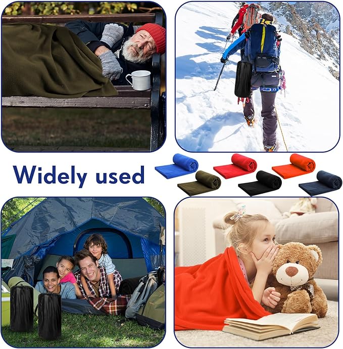 Preboun 6 Pcs Fleece Sleeping Bag Liner Adult Warm Sleeping Bag Liners Cold Weather 70.9 x 31.5 Inch Zippered Camping Sleep Sack Lightweight Sheet for Camping Backpacking Travel, Assorted Color