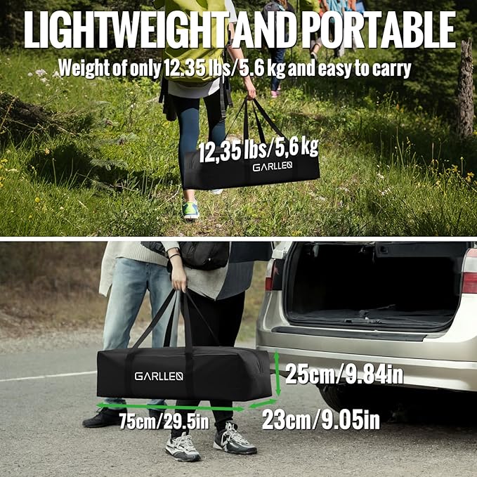 GARLLEN Folding Table for Camping, 2 Adjustable Height Portable Roll-up Picnic Table with Storage Net, Lightweight Aluminum Outdoor Table with Carrying Bag for Camping, BBQ, Beach, 39"L x 20"W