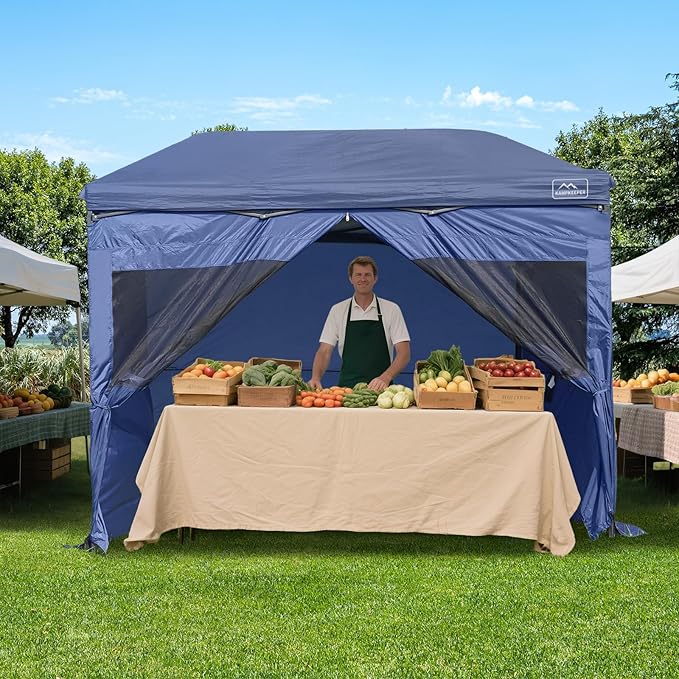 KAMPKEEPER 5pcs Sidewalls for 10X10 Commercial Instant Canopy Tent, Converts Canopies into Tent for Camping with Removable SUV Tailgate (Canopy Pole/Shelter NOT Included) (Blue)