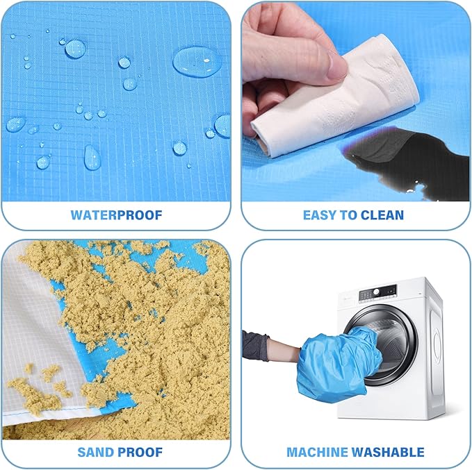 BYDOLL Beach Blanket Waterproof Sandproof Large 78''×81''/10'×9' Sand Free Oversized Sandless Picnic Mat Water Proof Packable Lightweight Blanket for Beach Camping Hiking Travel