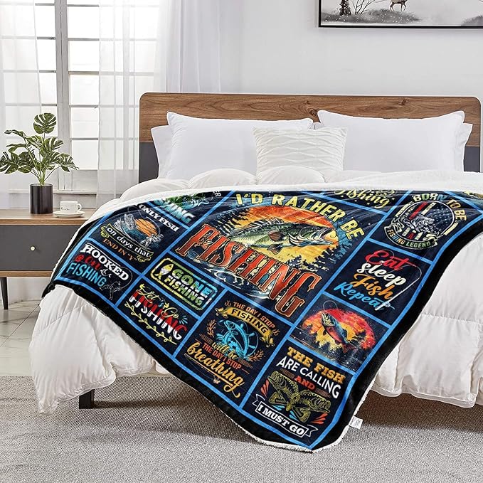 Funny Fishing Gift for Men, Fisherman, Dad, Grandpa, PaPa - Christmas Throw Blanket 60"x50"