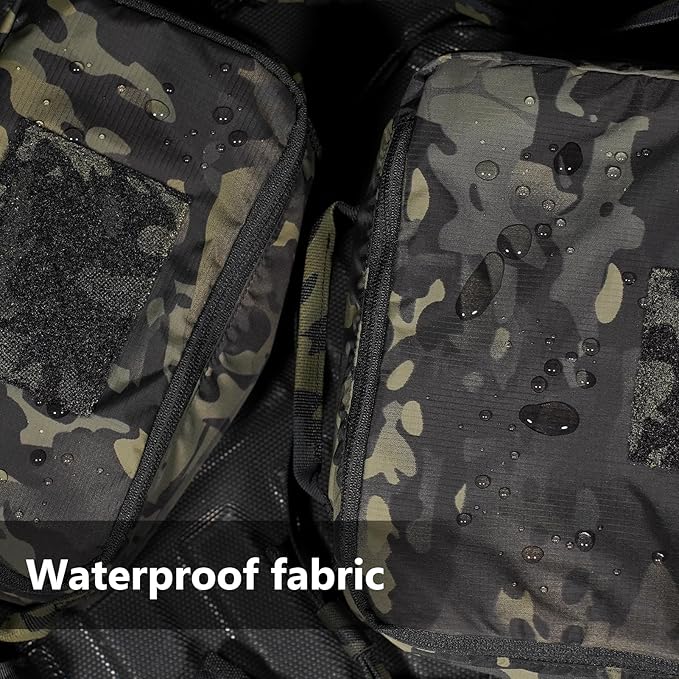 PETAC GEAR 4 PCS Tactical Modular Packing Cubes with Waterproof Material, Large Capacity Storage Bag, Easy Clean Outdoor Travel Organize Storage Pouches Bags (MCBK)