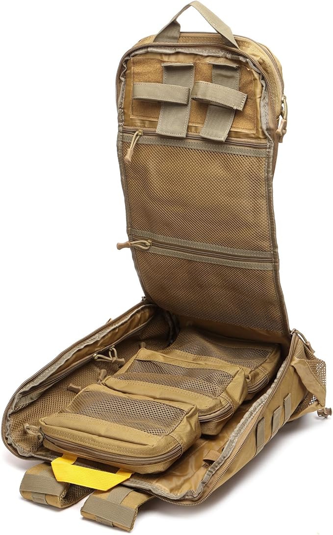 40L Waterproof Tactical Medical Backpack First Aid Bag for Hiking Trekking Hunting Fishing Camping Outdoor Sports (Khaki)