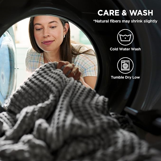 Bedsure Cooling Cotton Waffle Queen Size Blanket - Lightweight Breathable Summer Soft Blanket of Rayon Derived from Bamboo for Hot Sleepers, Luxury Throws for Bed, Couch and Sofa, Ivory, 90x90 Inches