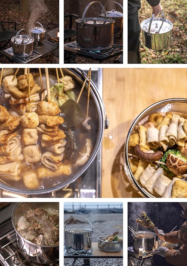 CAMPINGMOON 6 Quart Camping Stock Pot 3-Ply Stainless Steel Kitchen Pot CC-24