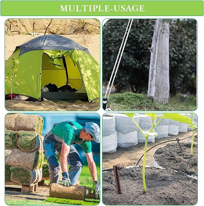 16 Pack Garden Landscape Stakes 10 inch Heavy Duty Plastic Stakes Tent Stakes Anchoring Spikes for Edging Terrace Board and Christmas Inflatables Garden Decorations Nails Brown