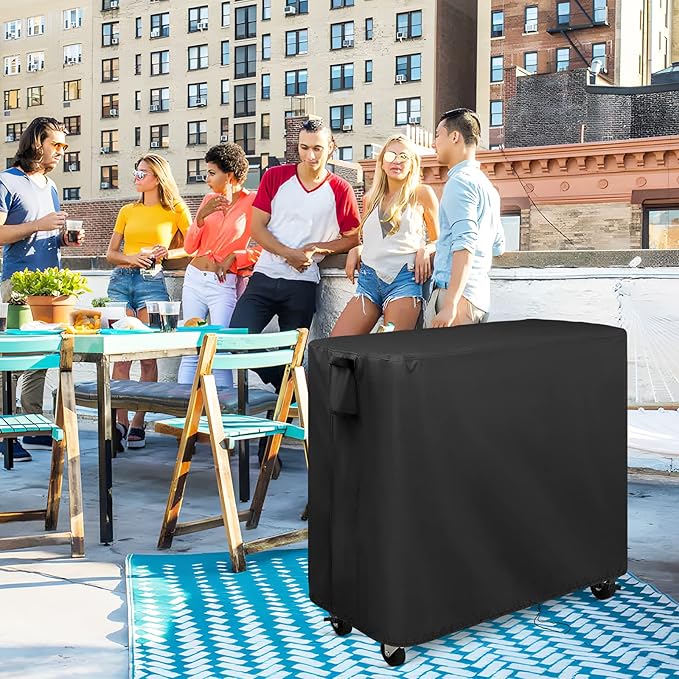 Kingling Cooler Cover Fits 57 Quart Outdoor Kitchen Cooling Bins, Waterproof Patio Ice Chest Outdoor Cooler Cart Cover Black - 28''L x19''W x30''H Inch(Black)