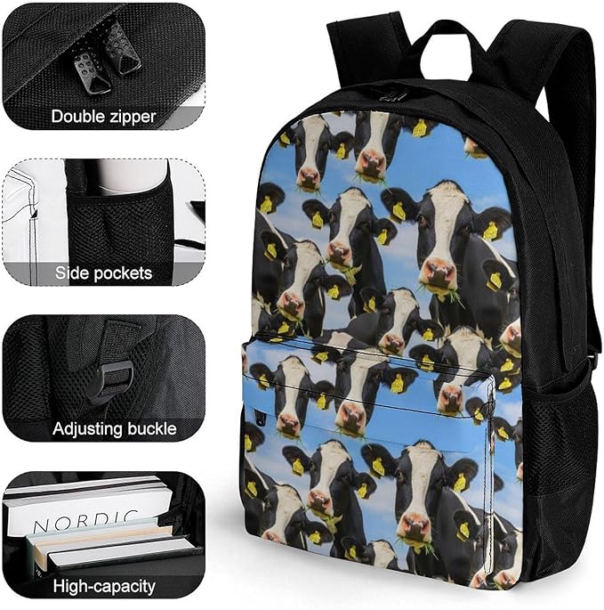 Backpack Polyester Multipurpose Anti-Theft Cow Cattle Shoulder Bag Big Capacity Gym Outdoor Hiking Backpack With Padded Straps