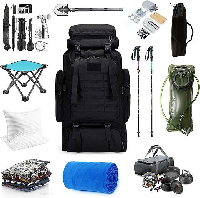 YFREAL 80L Hiking Camping Backpack,Hunting Backpack for Outdoor,Large Pack Waterproof,Tactical Backpack for Men Women