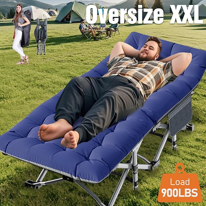 ABORON Camping Cot for Adults, Folding Sleeping Cot with Mattress, 500 lb Capacity Heavy Duty Outdoor Folding Sleeping Bed, Portable Cot Bed for Camping, Indoor Guest Use, Home & Travel