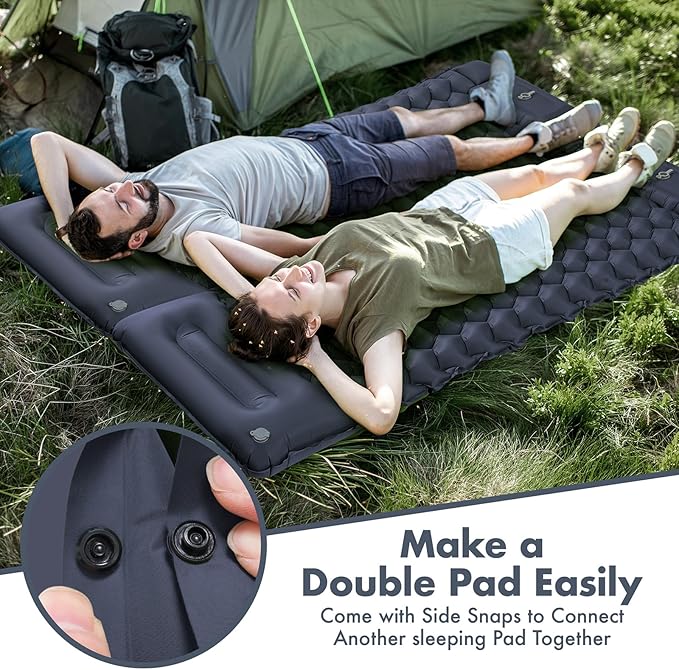 Sleeping Pad for Camping - 4” Thick Inflatable Camping Mat with Built-in Pump & Pillow, Ultralight Self Inflating Camping pad, Backpacking Sleeping Mat for Hiking, Tent, Traveling