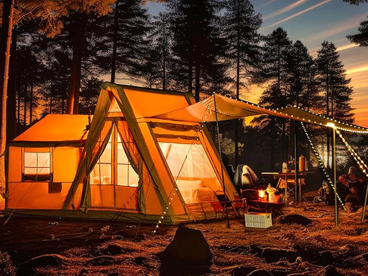 EROMMY 4/6/8/12 Person Inflatable Tent with Skylight, 4 Season Blow Up Tents with Hand Pump for Outdoor Camping & Hiking, Easy Set-up Windproof Sunproof Waterproof