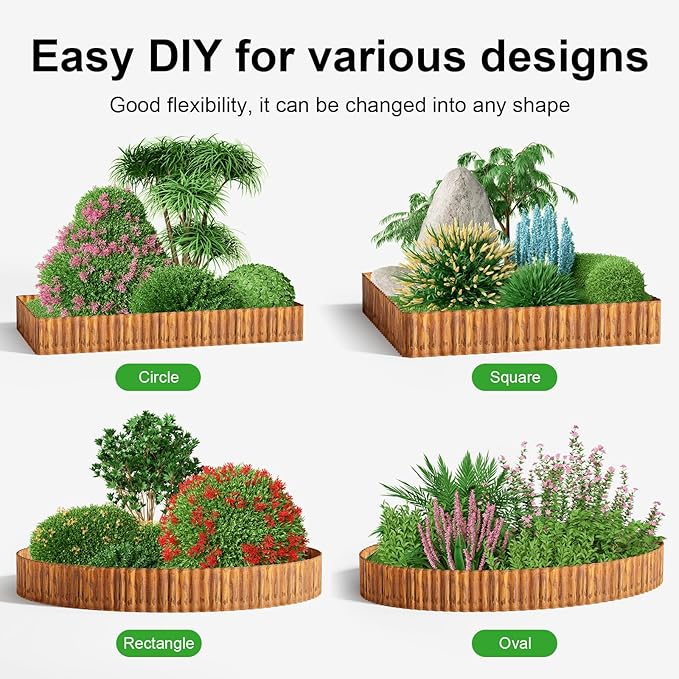 Land Guard Corrugated Garden Edging Border, 12" × 100' Landscape Paver Edging, Tall Landscape Edging, Fence for Garden, Flower Bed, Lawn and Landscape Edging (Rusty)