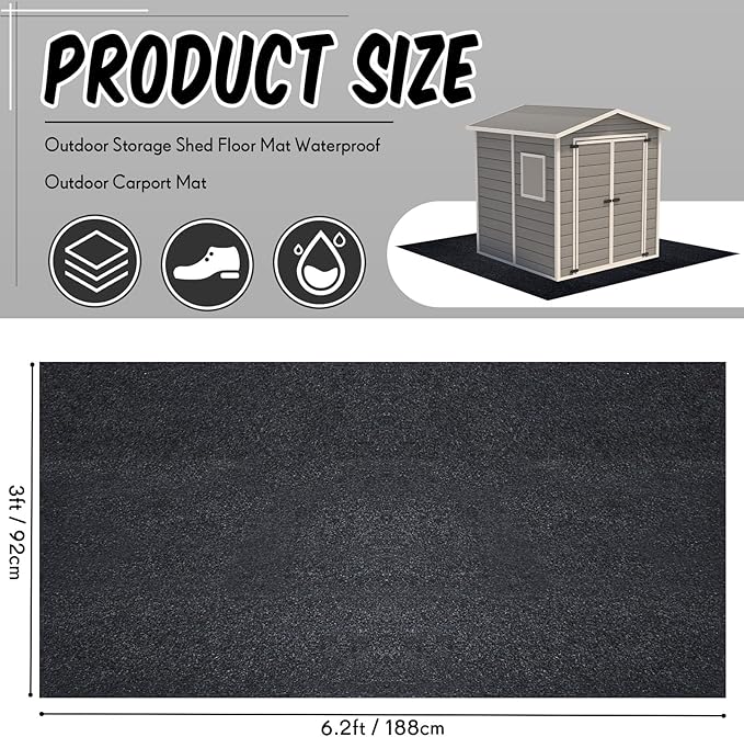 Haull Shed Floor Mat 6 x 3 ft Outdoor Waterproof Nonslip Durable Storage Sheds Protector Rug for Carport Patio Garage Garden Spring Summer Outdoor, Storage Shed Not Included