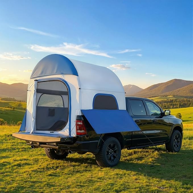 Inflatable Truck Bed Tents 5.5 ft–8 ft with Air Pump, 3-Minute Fast Setup Pickup Truck Tent for Camping, Dual-Use Truck Bed Tent & Ground Tent, Waterproof All-Weather