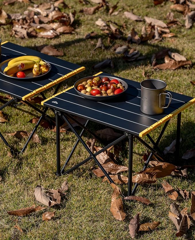 iClimb Ultralight Compact Camping Folding Table with Carry Bag (Reinforced Black - S)