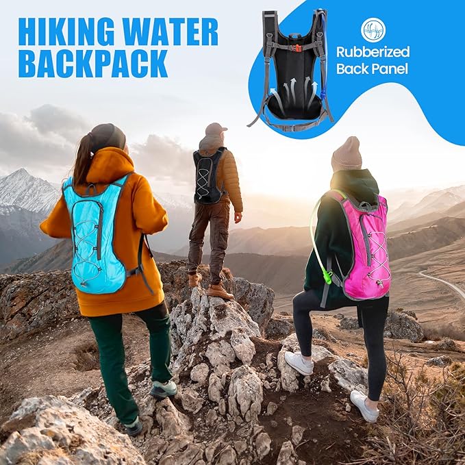 Cunno 3 Pcs Hydration Backpack with 3 Pcs 2l Water Bladder Water Backpack Hydration Pack for Camping Hiking Cycling Running Climbing Biking