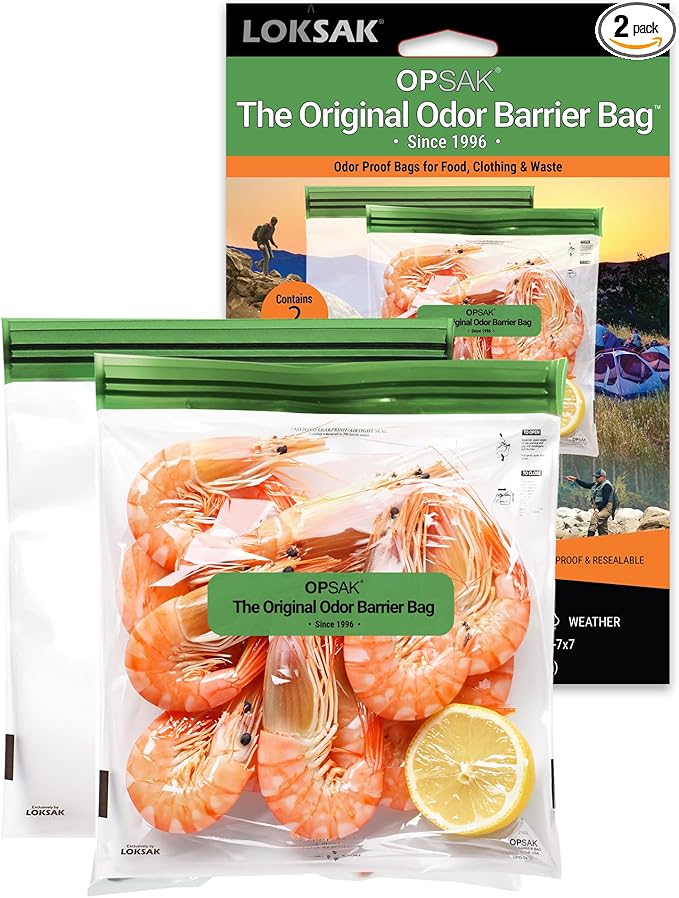 LOKSAK - OPSAK Odorproof Dry Bags for Backpacking, Hiking and Storage- Resealable Reusable and Recyclable Storage Bags (2 Pack 7 in x 7 in)