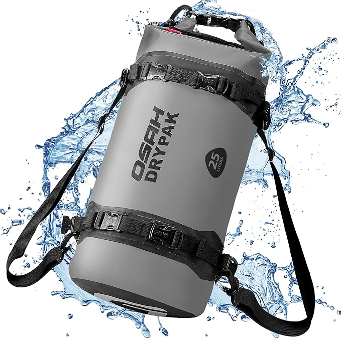 25L Waterproof Dry Bag - Motorcycle Luggage Tail Bag with Straps for Back Seat, Roll Top Lightweight Waterproof Backpack Sack for Travel, Swimming, Boating, Kayaking, Camping and Beach