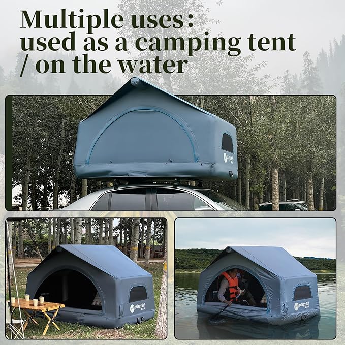 2 Person Inflatable Car Roof Top Tents with Pump and Awning,4 Season Waterproof and Sun Resitant Camping Dome Roof Top Tent Camping Tent for SUV, Truck and Universal Car,Easy Setup