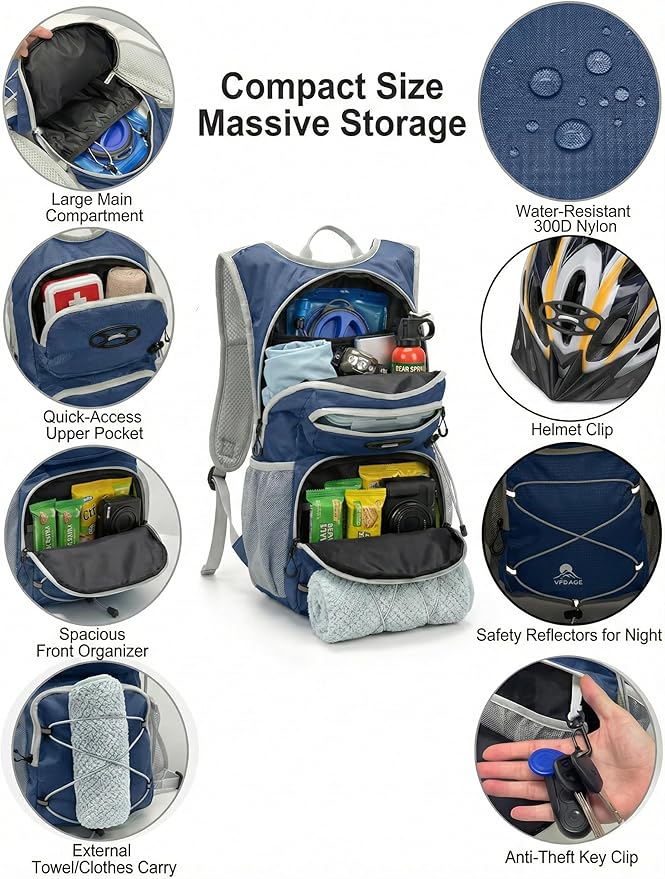 Hydration Hiking Backpack, Water Hiking Backpack, Hydration Backpack with 15l Water Bladder, Runinnng Backpack for Men Women for Cycling Campling