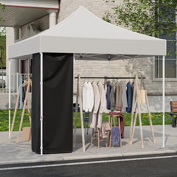 EAGLE PEAK Portable Privacy Tent Changing Room for Pop Up Canopy Fits Canopies with Cross Bars Outdoor Hanging Privacy Curtain 29.5" L x 29.5" W x 80.7" H, Black