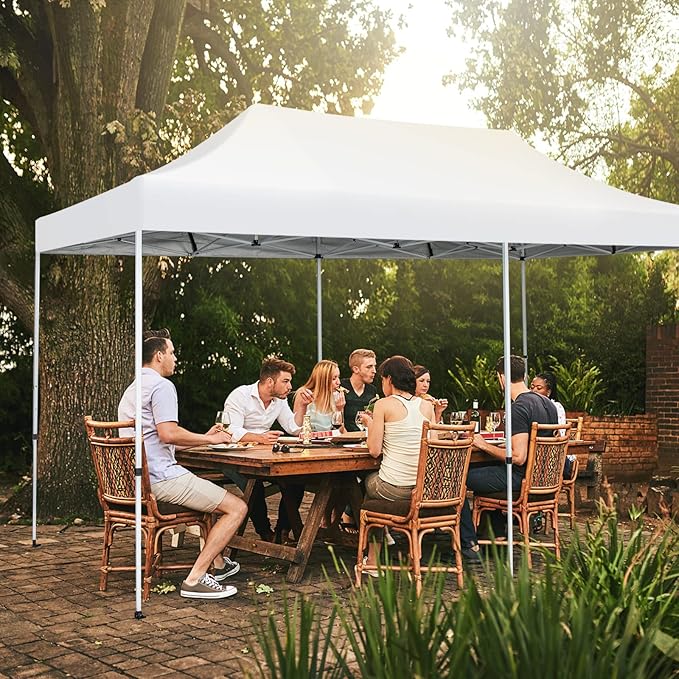 Tangkula 10x20 Ft Pop Up Canopy, UPF 50+ Easy Setup Instant Canopy Tent with 1-Push Center Lock, Wheeled Bag, 8 Stakes, 4 Ropes, Outdoor Commercial Sun Shelter Tent for Camping, Travel, Picnic
