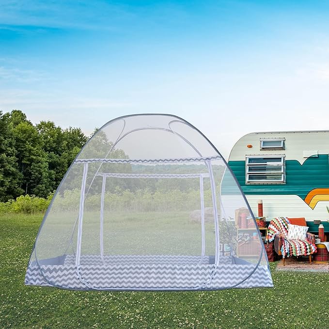 Instant Pop-Up Mosquito Net Tent for Bed | Full Enclosure Design with Ultra-Fine Mesh & Portable Foldable Frame | Indoor/Outdoor Camping, Travel Bed Canopy - Easy Setup & Pack up(Twin Size)